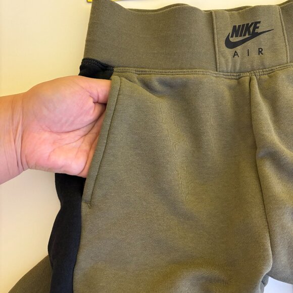 Nike Air Jogger Sweat‎ Pants Womens Size XS Olive Green Black Color Block Fleece - Picture 4 of 9